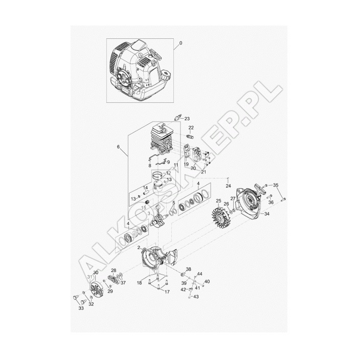 Cylinder+tłok+pierścienie kpl. do kosy 137 nr SL2200118